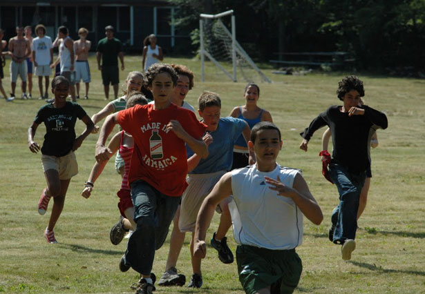 Campers race during Camp Kinderland's World Peace Olympics