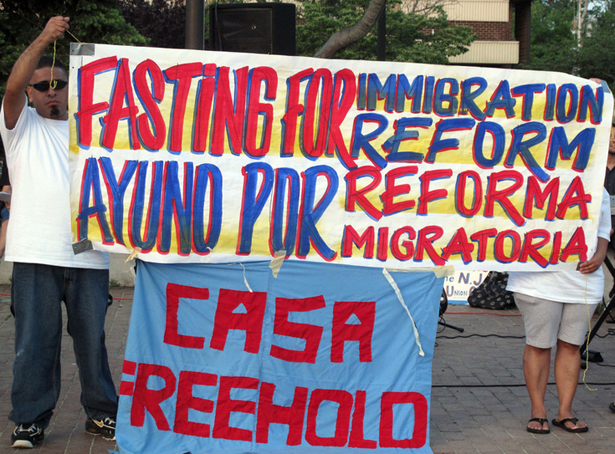 Immigrants' rights protesters in Freehold, NJ 