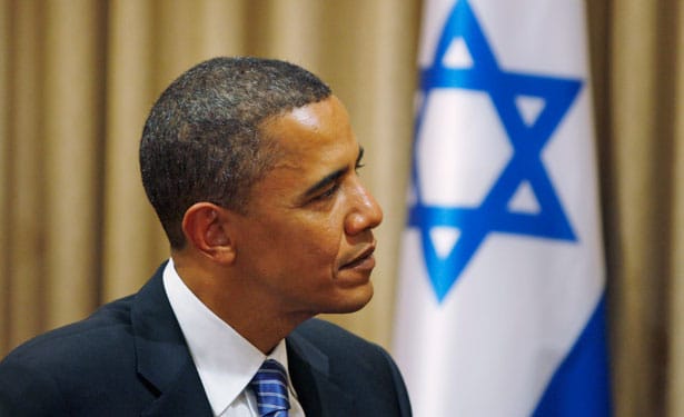 Then-US-Democratic-presidential-hopeful-Sen.-Barack-Obama-D-Ill-listens-to-Israels-President-Shimon-Peres-not-seen-during-a-meeting-in-Jerusalem.-AP-Photo