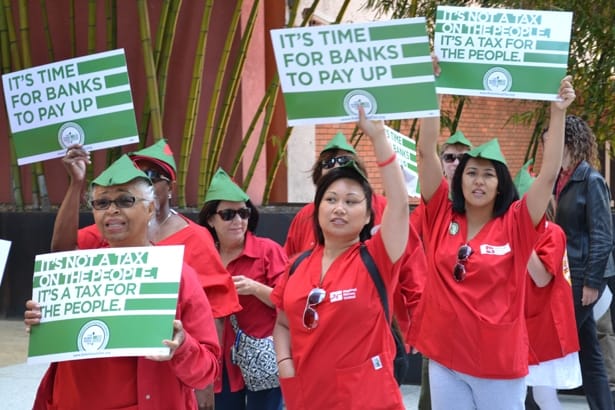 Members-of-National-Nurses-United-demonstrate-in-support-of-the-Robin-Hood-Tax