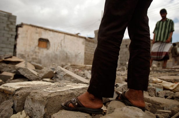 House-destroyed-by-an-air-strike-in-southern-Yemen