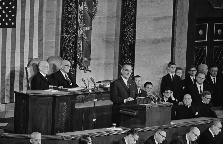 In-his-first-State-of-the-Union-address-on-January-8-1964-President-Lyndon-B.-Johnson-announced-an-unconditional-war-on-poverty-in-America.-AP-Photo