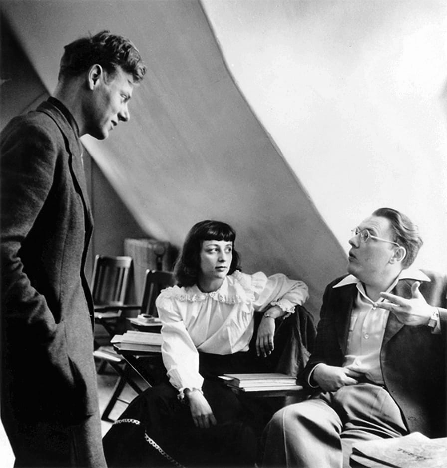 Paul-de-Man-left-Renée-Weiss-and-Ted-Weiss-1949-at-Bard-College
