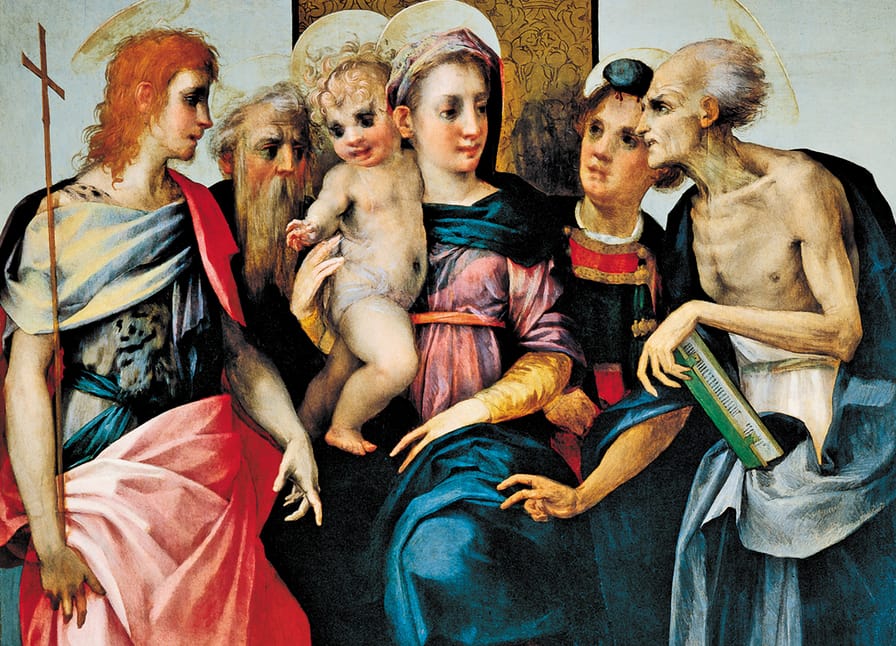 Madonna-and-Child-With-Four-Saints-Spedalingo-Altarpiece-by-Rosso-Fiorentino-1518
