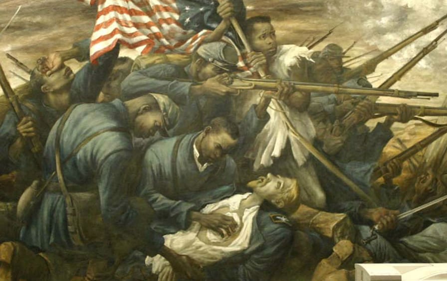 Mural-depicting-the-United-States-Colored-Troops-Massachusetts-54th-Regiment