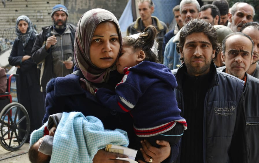 Palestinian refugees in Yarmouk refugee camp