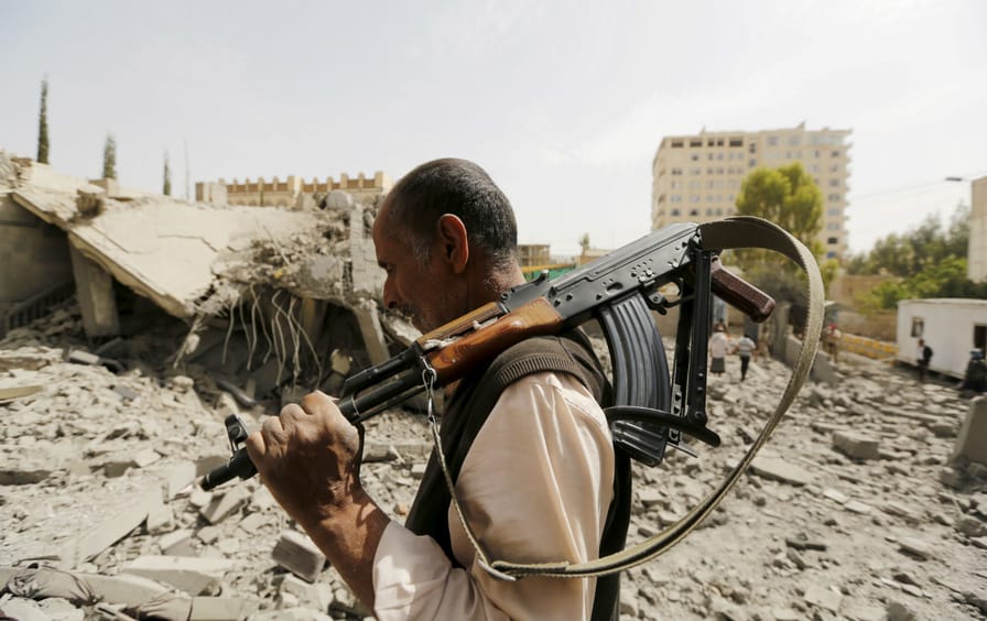 A guard in Sanaa, Yemen