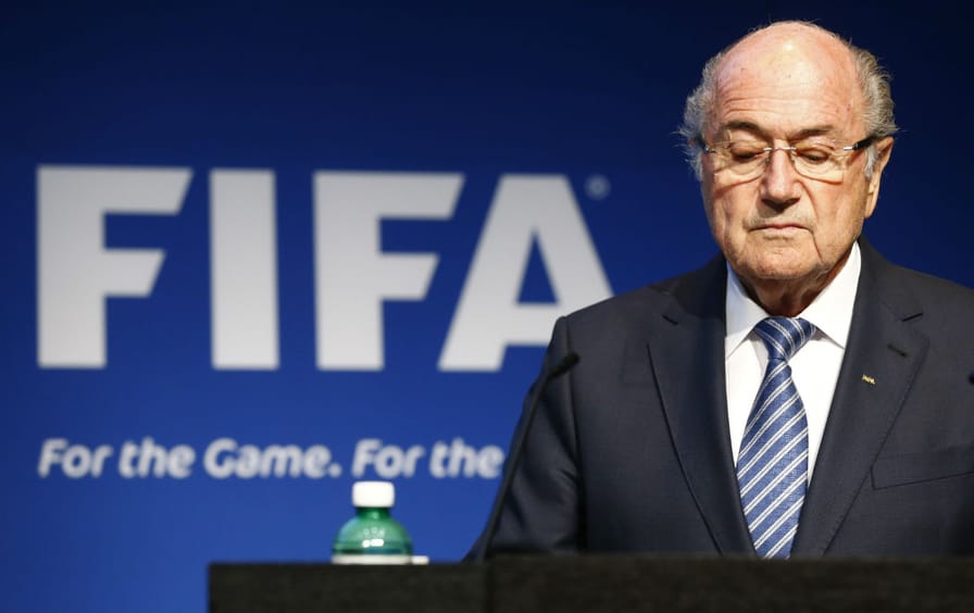 FIFA President Sepp Blatter pauses during a news conference at FIFA headquarters.