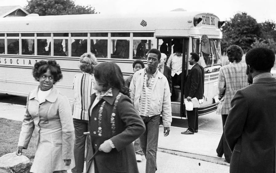 Crosstown commute: From 1978 to 1999, a busing program helped improve the racial mix in Seattle’s public schools. (Credit: Museum of History & Industry, Seattle Post-Intelligencer Collection [2000.107])