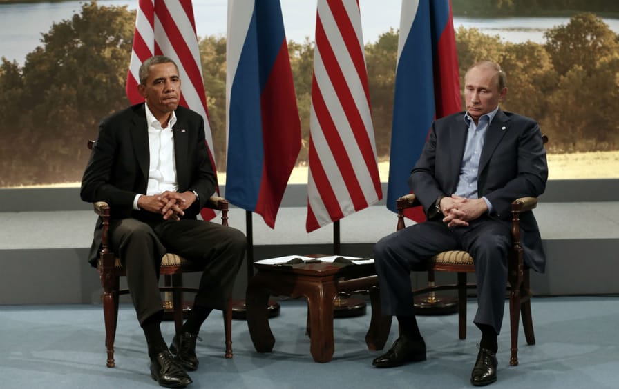 President Obama meets with Vladimir Putin at the G8 Summit.