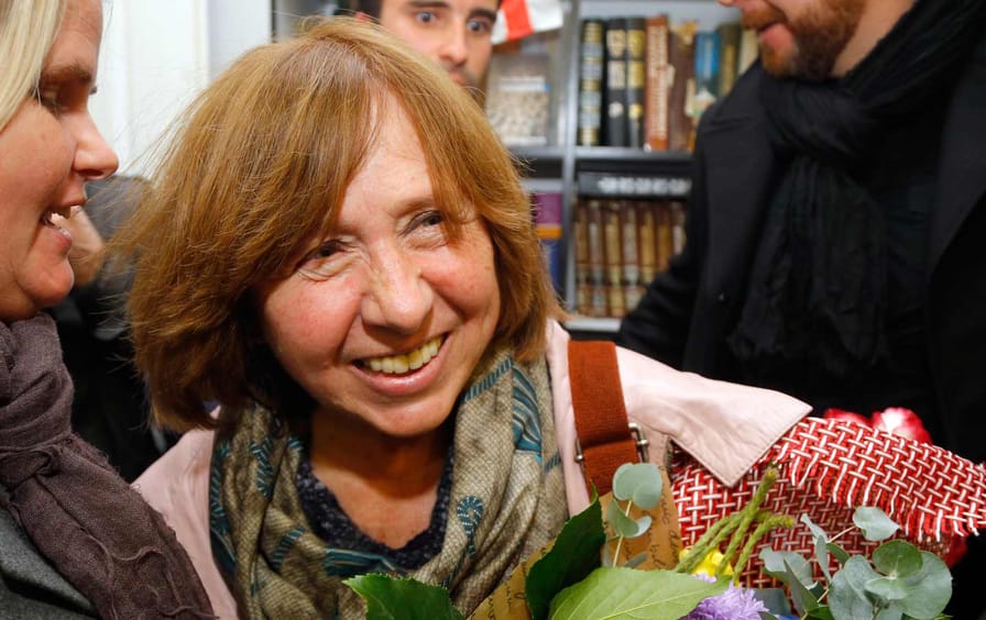 Svetlana Alexievich in Minsk, Belarus, October 8, 2015, after she was awarded the Nobel Prize in Literature.