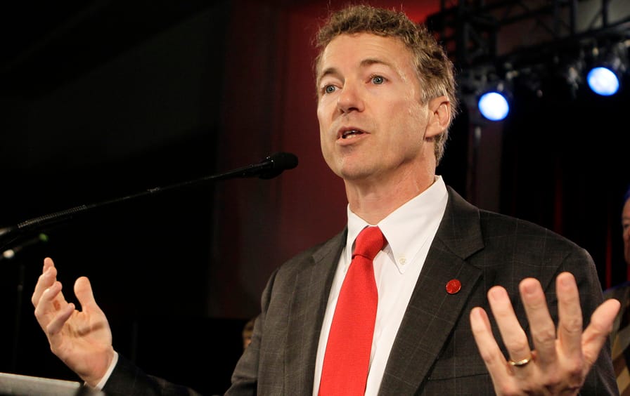 Rand Paul addresses supporters in Bowling Green, Kentucky.