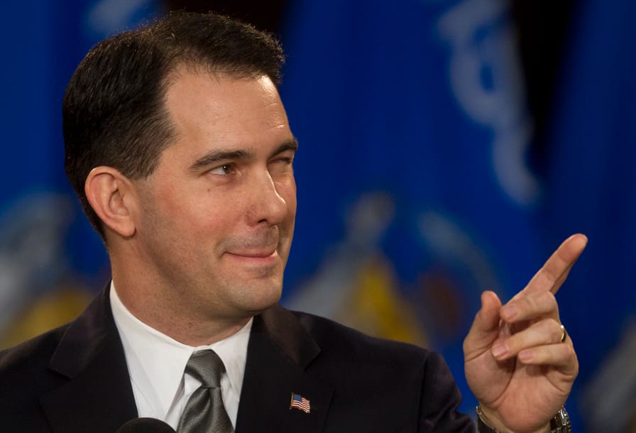 Scott Walker speaks at an inauguration ceremony at the state capitol in Madison, Wisconsin.