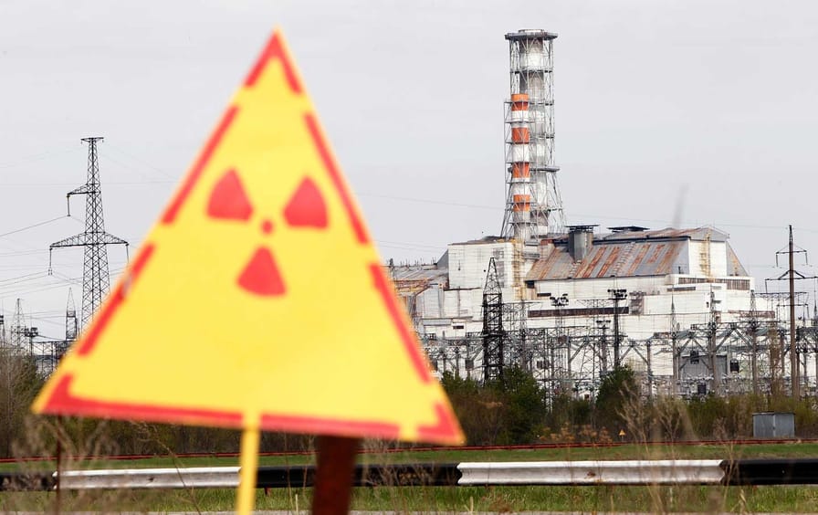A hazard sign indicating radiation