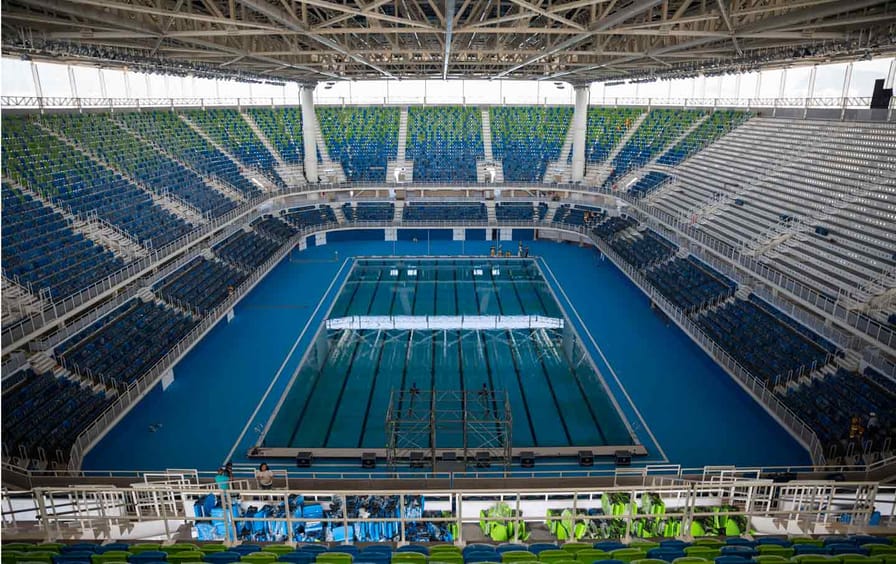 Empty Rio Aquatics Stadium