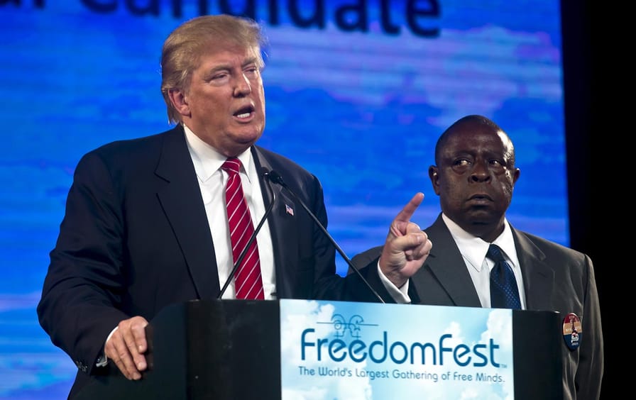 Republican presidential candidate Donald Trump and Jamiel Shaw,