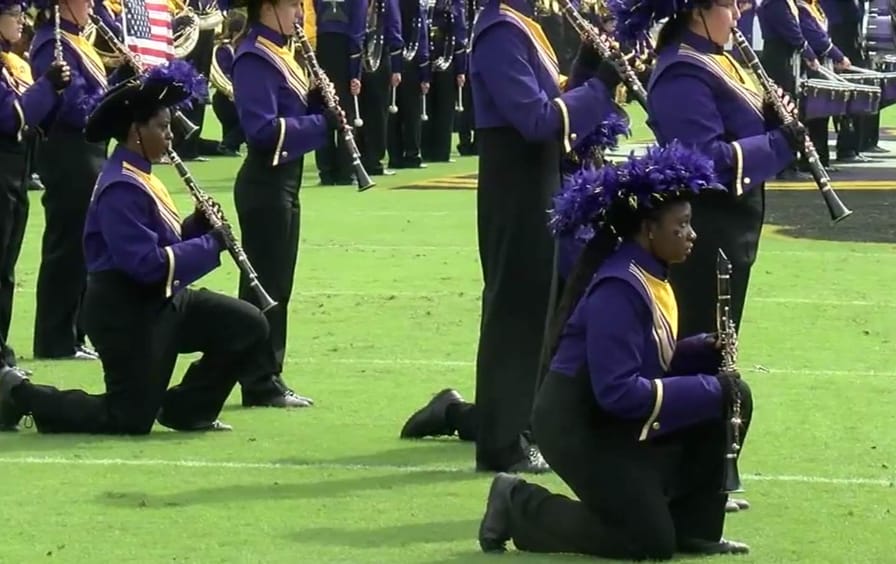 East Carolina University Band Kneeling