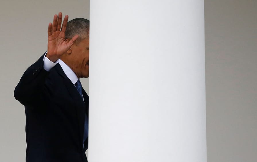 US President Barack Obama departs the Oval Office