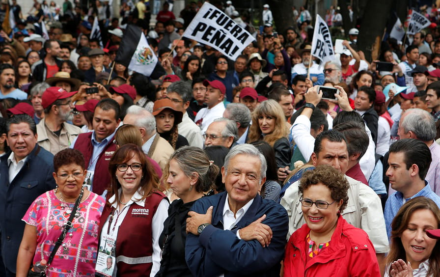 Demosntration with Lopez-Obrador
