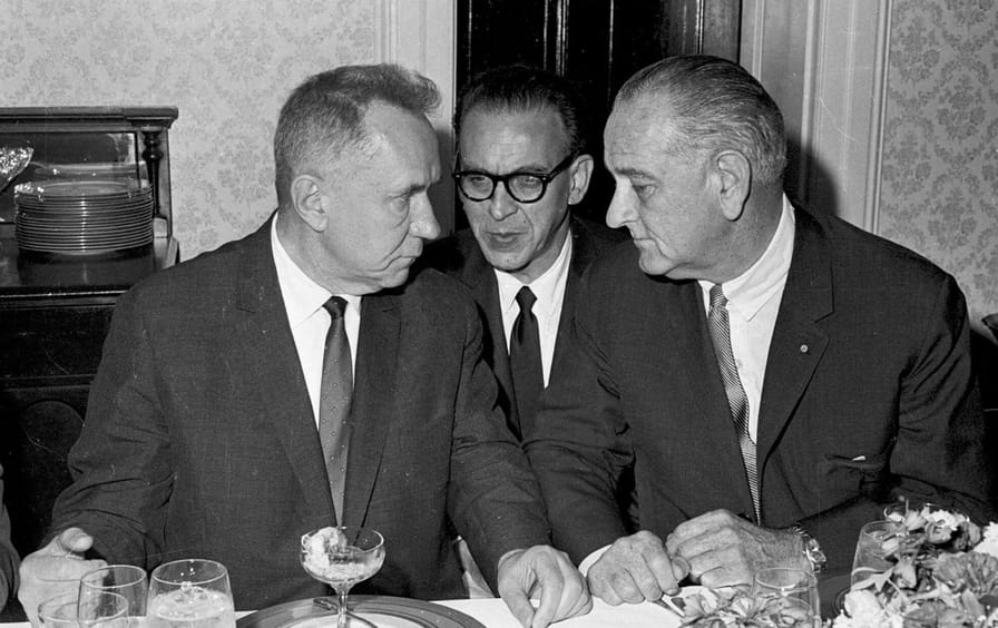 Soviet Premier Alexei N. Kosygin meets with President Lyndon Johnson