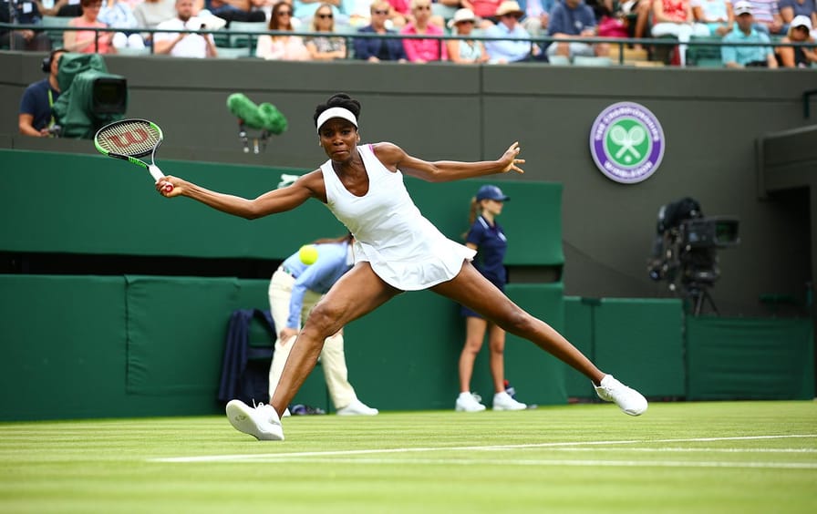 Venus Williams during her first match of the 2017 Wimbledon tournament on July 3, 2017.