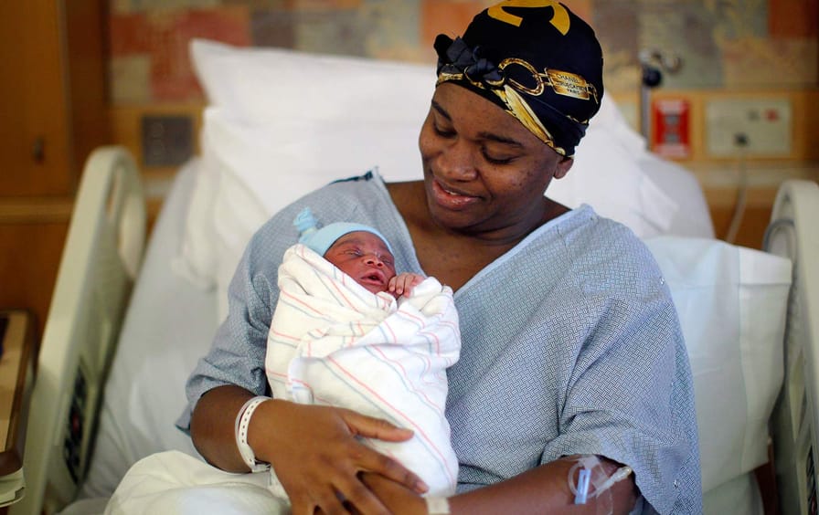 Black mother and newborn