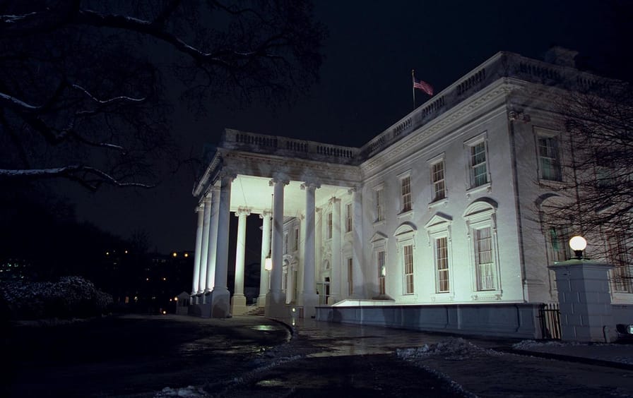 Undated photo of White House on dark night