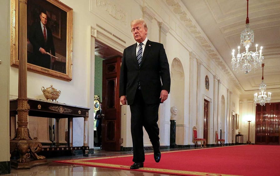 Trump walking east room