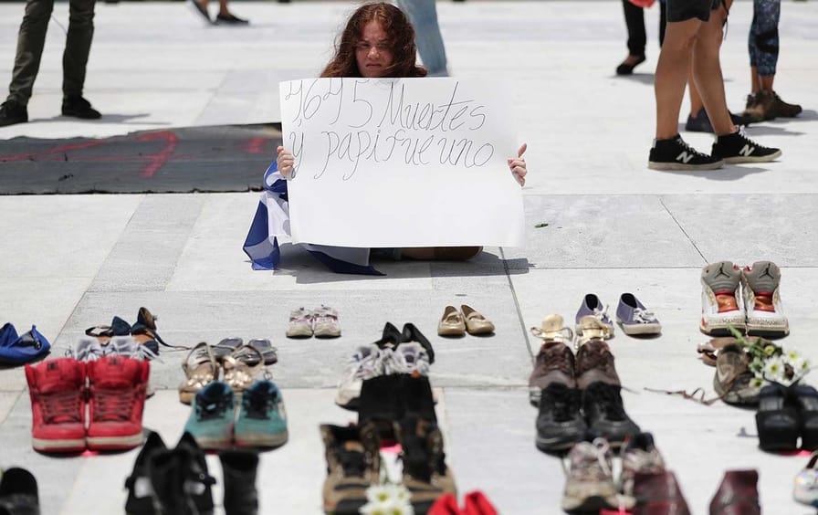 In San Juan, people leave shoes to represent the victims of Hurricane Maria.