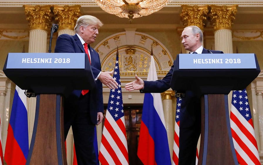 Helsinki Summit: Handshake between Putin and Trump