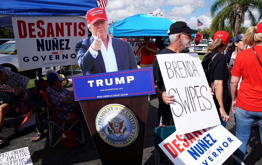 Trump cutout at Florida recount protest
