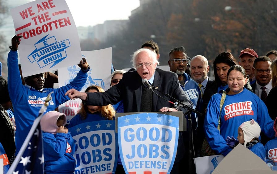 Bernie Sanders at a rally