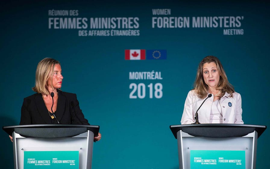 Freeland and Mogherini at the Women Foreign Ministers Meeting