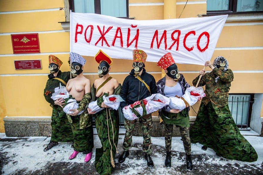 Russian women demonstrators