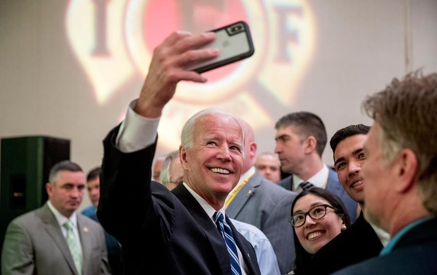 Joe Biden takes a selfie