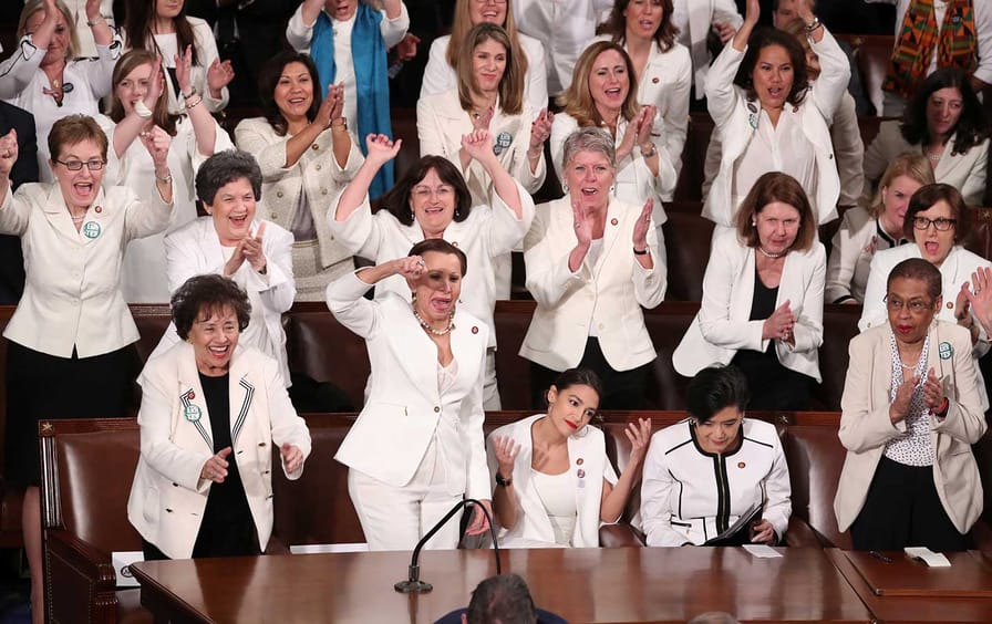 Women in Congress cheering