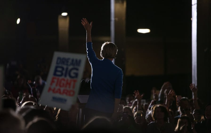 Elizabeth Warren at a campaign rally on Super Tuesday