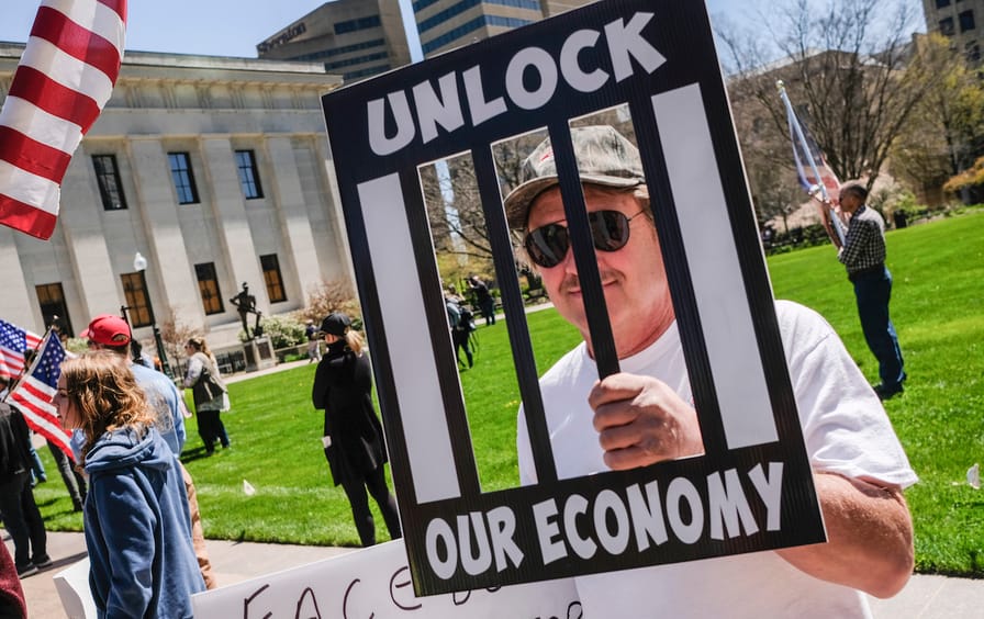Ohioans Protest The Government's Economic Shutdown At Statehouse