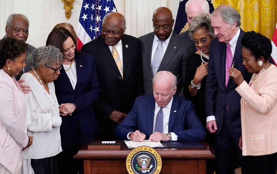 President Biden signing bill making Juneteenth a federal holiday