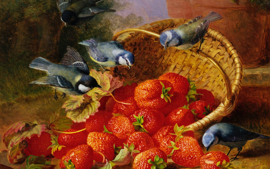 A Feast of Strawberries (Blue Tits) by Eloise Harriet Stannard