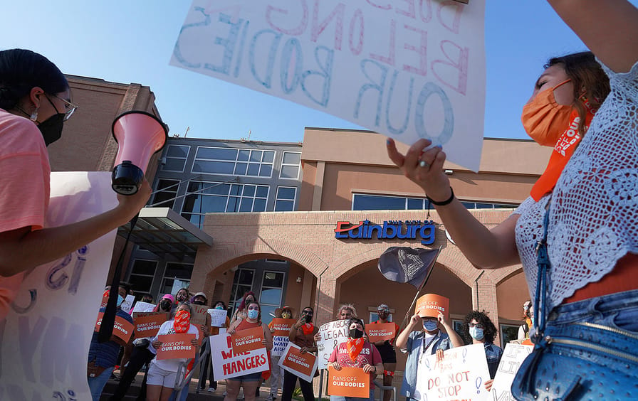 Activists protest the Texas abortion ban