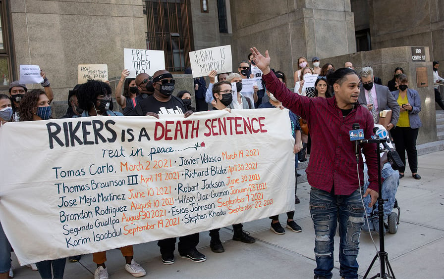A Rikers Island protest