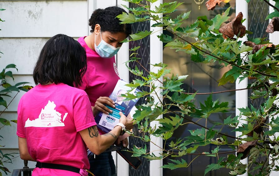 Planned Parenthood volunteers canvass for Democratic candidates in Virginia