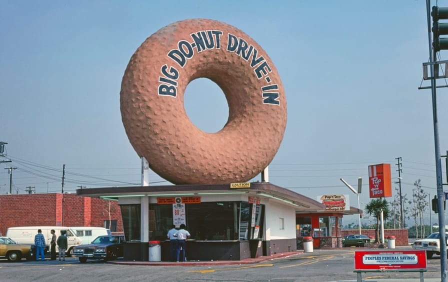 1970s America - Big Do-Nut Drive-in, Inglewood, California 1976