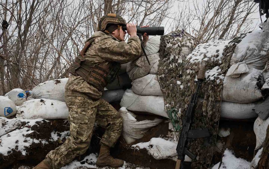 Ukrainian soldier on guard