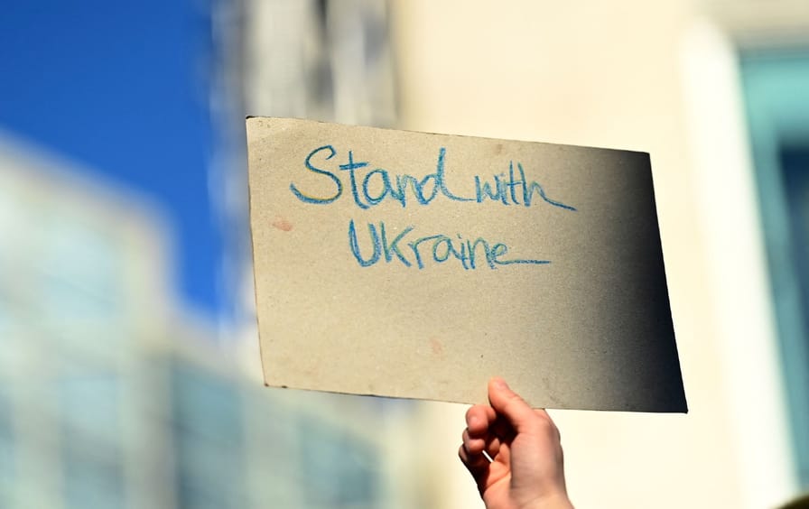 Ukraine peace protest sign