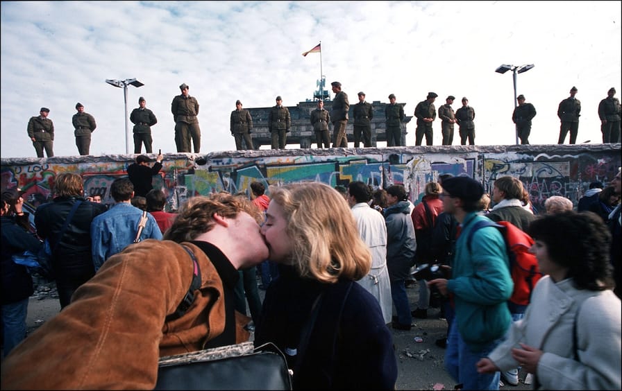 The Berlin Wall opening in Berlin, Germany on November, 1989-