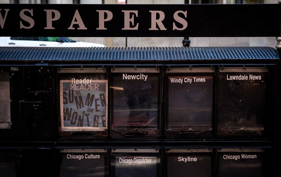 newsstand with the Chicago Reader