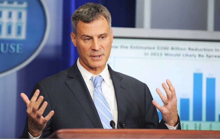 Alan Krueger speaks during a press briefing at the White House