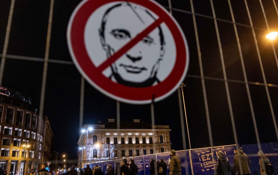 anti-Putin placard